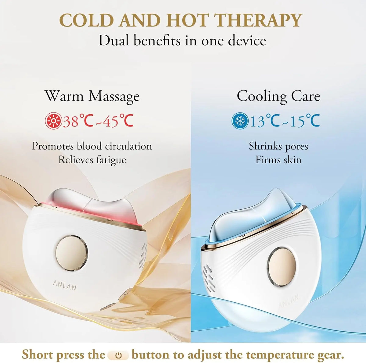 ANLAN Masajeador Guasha Eléctrico EMS, Lifting Facial con Calor y Frío, Antiarrugas y Reafirmante