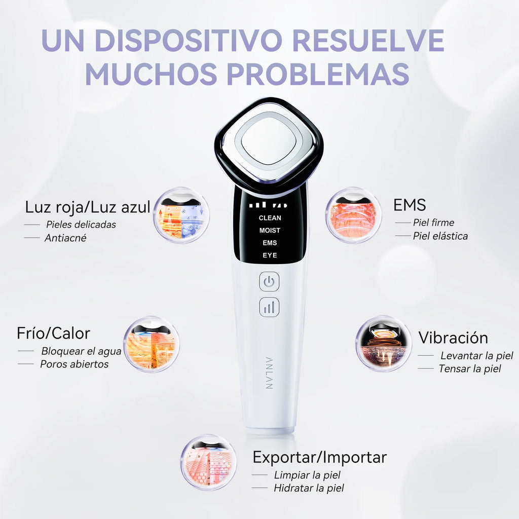 ANLAN Depurador Facial EMS con Fototerapia LED, Limpieza Profunda y Antiarrugas